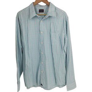 Untuckit Montigiet Plaid Long Sleeve Button Front Shirt Size XXL Blue Stretch